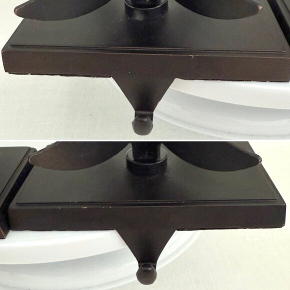 Set of 2 Cast Iron Christmas Tree Stocking Holders Black Matte Bronze Undertone - Picture 9 of 11